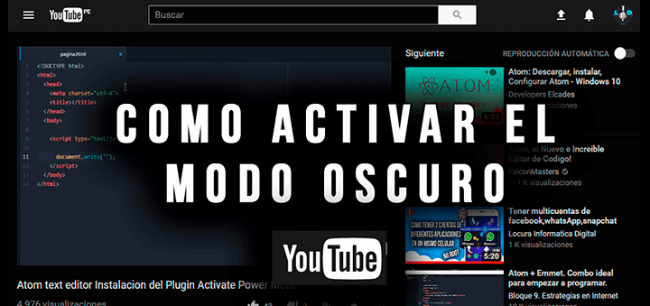 Cómo activar el modo nocturno de YouTube.