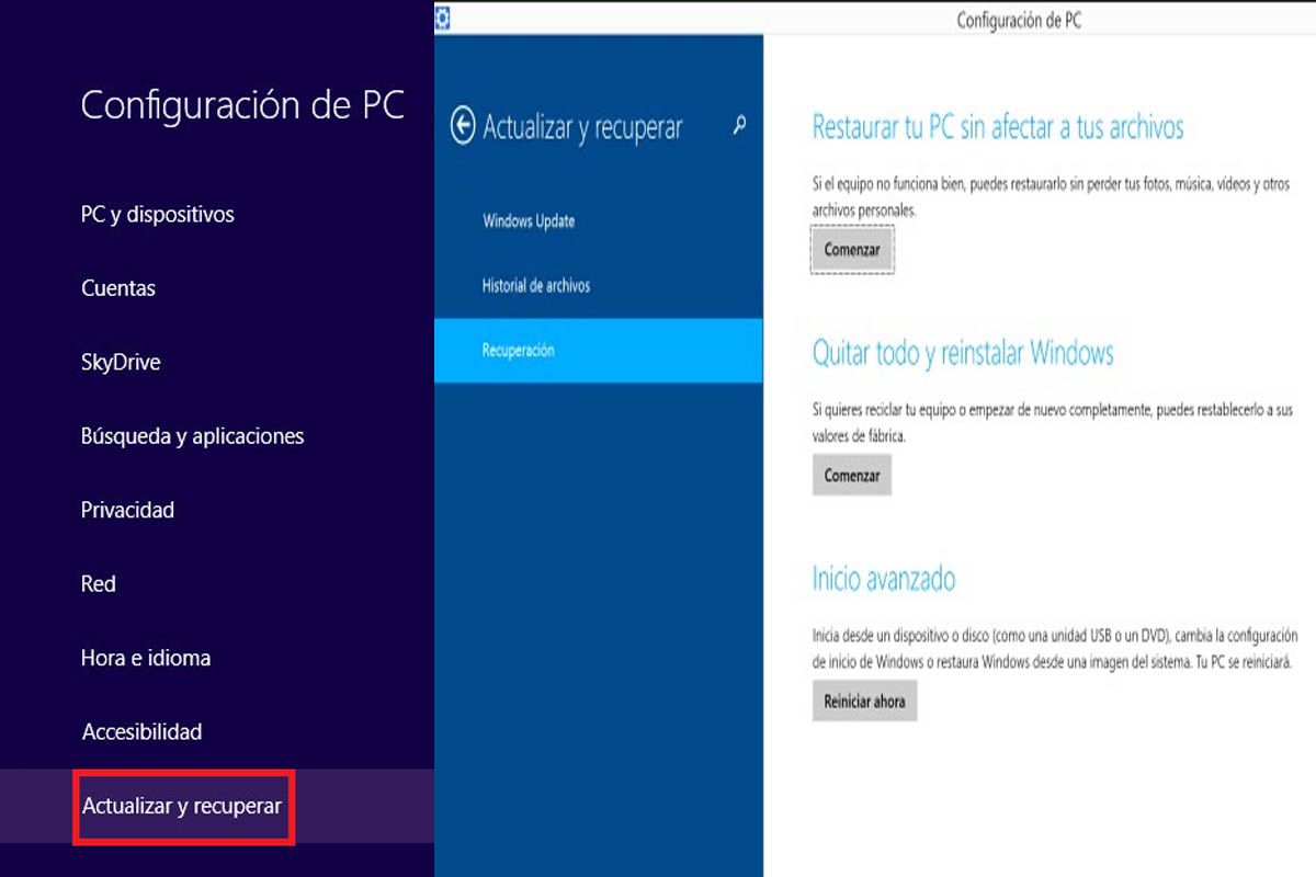 factory reset pc windows 8