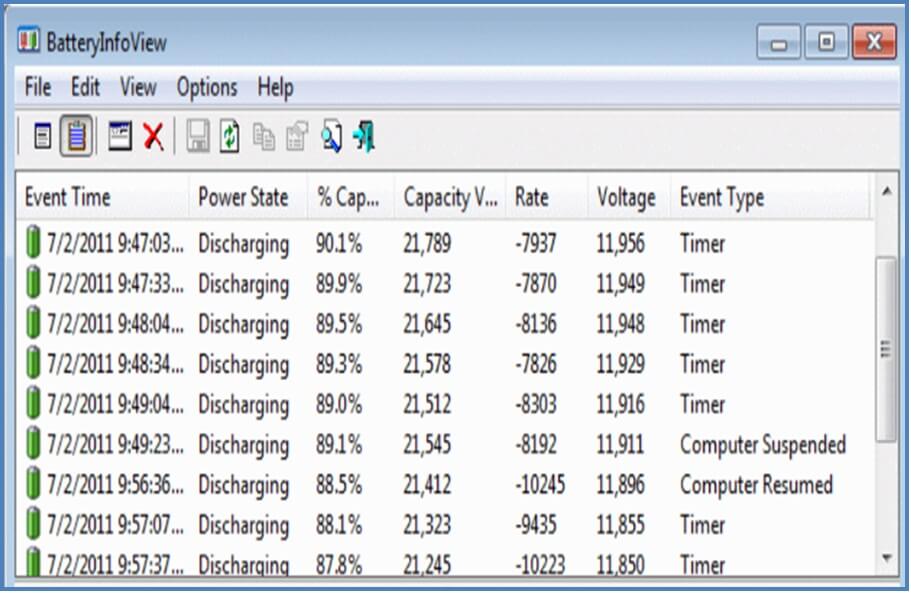 battery info view