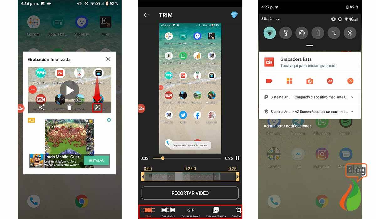 Configura todas las opciones de AZ Screen Recorder