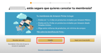 Proceso 1 para cancelar Amazon Prime.