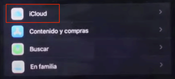 Accede en la opción "iCloud".