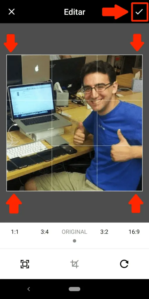 Ajusta la foto para poder proceder.